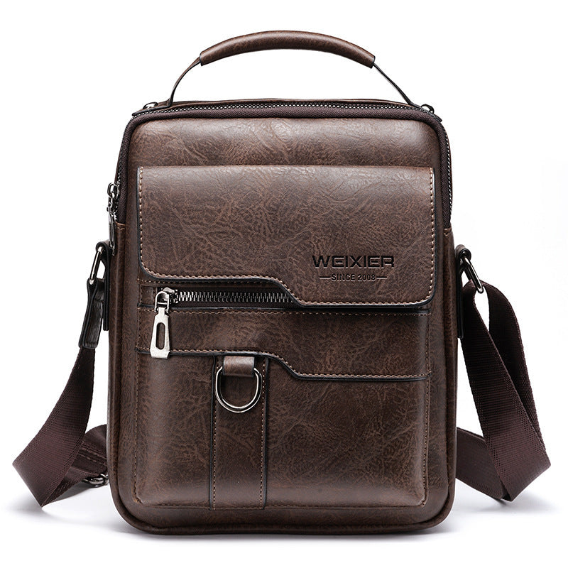 Men’s PU Leather Messenger Bag – Retro Business Shoulder Crossbody Backpack with Flap Design
