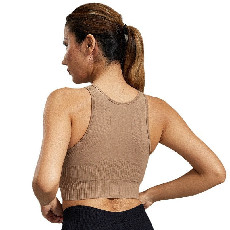 Shockproof Workout Bra – One-Piece Padded Yoga Sports Vest for Women