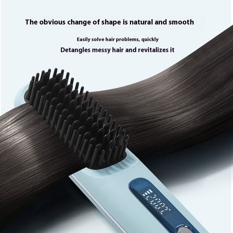 Rechargeable Ceramic Electric Hair Straightener Comb – Portable Wireless Ionic Styler