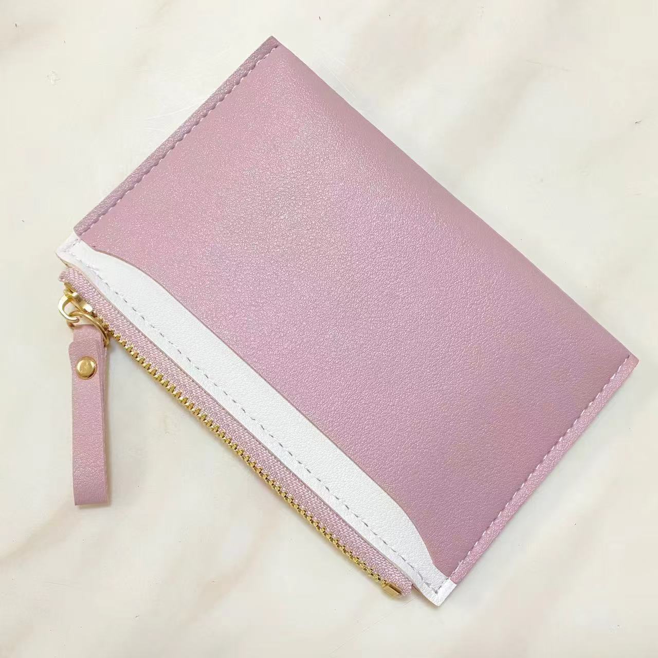 Women’s PU Leather Zipper Coin Purse – Contrast Color Card Holder with Anti-theft Protection