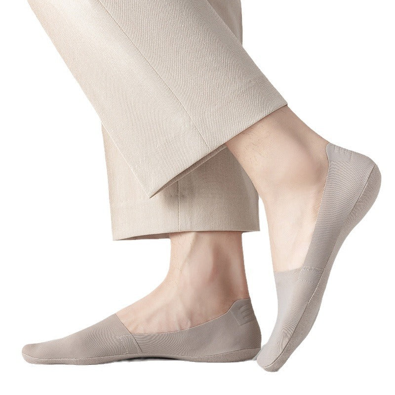 Men’s Invisible Low Cut Socks – Seamless Ice Silk Cotton Non-Slip Breathable