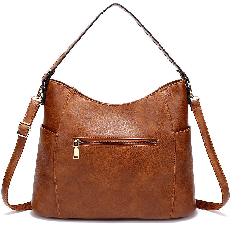 Luxury Women’s Leather Handbag – Large Capacity Messenger Bag, Vintage PU Shoulder Tote with Tassel Design