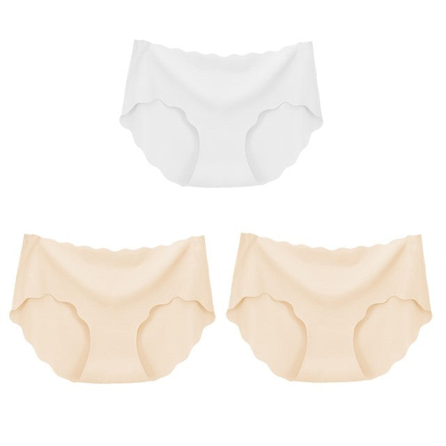 3Pcs Women’s High-Waist Seamless Silk Panties – Soft Breathable Lingerie Set