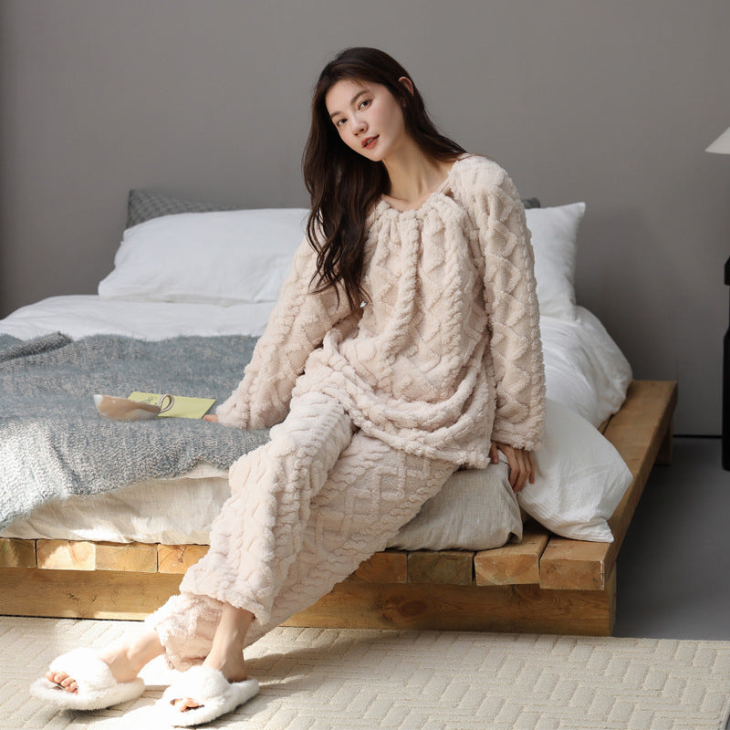 Women's Warm Winter Loungewear Set – Pullover Top & Trousers (M–XXL)