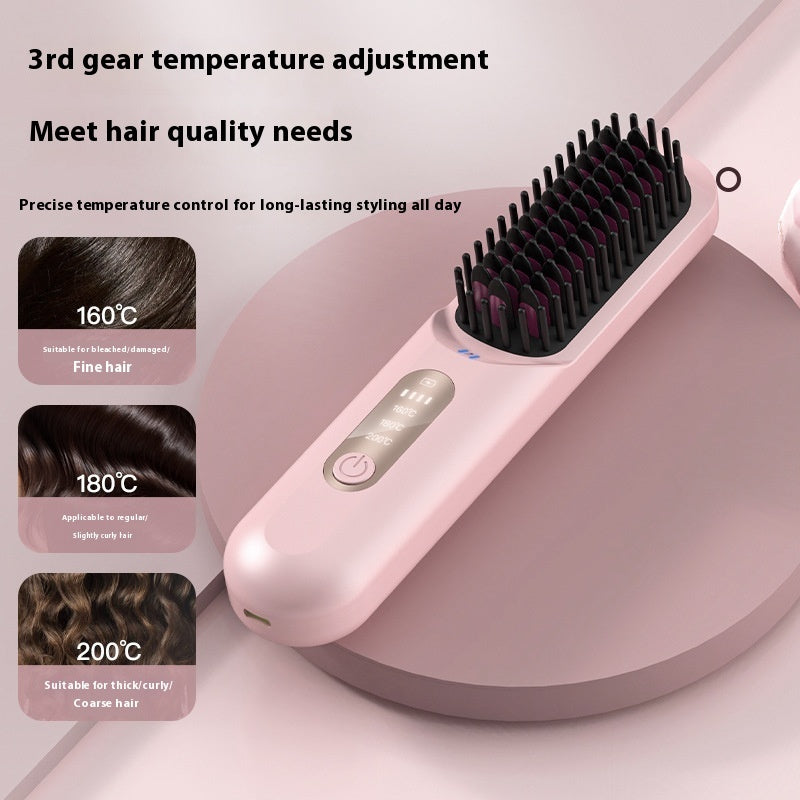 Wireless Hair Straightener Comb with Adjustable Anion Technology – Portable Rechargeable Styling Tool