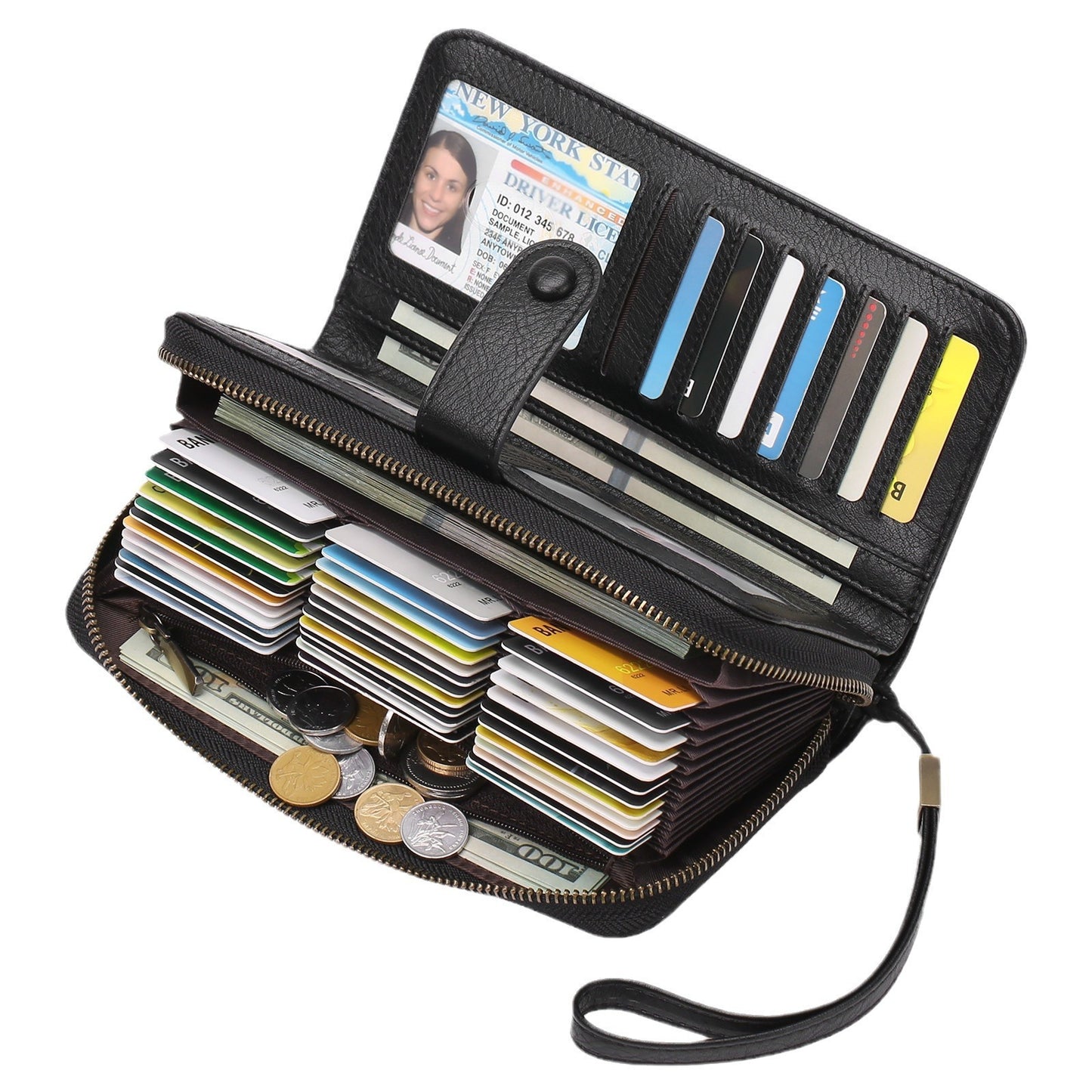 Expanding Card Holder Women’s Long Wallet – PU Leather Passport Bag with Anti-Theft RFID Protection