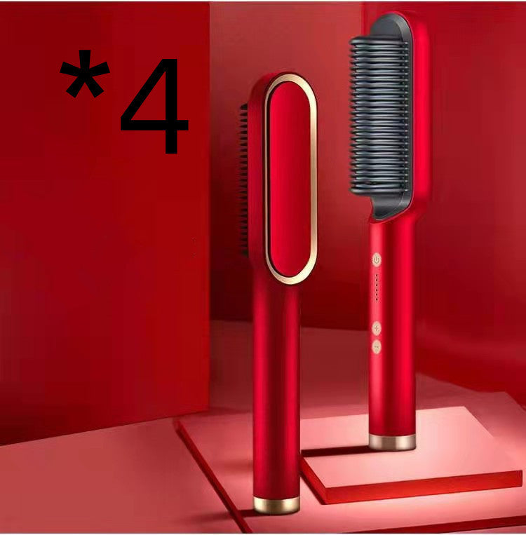 2-In-1 Hair Straightener Hot Comb – Negative Ion Curling Tong & Dual-Purpose Electric Hair Brush