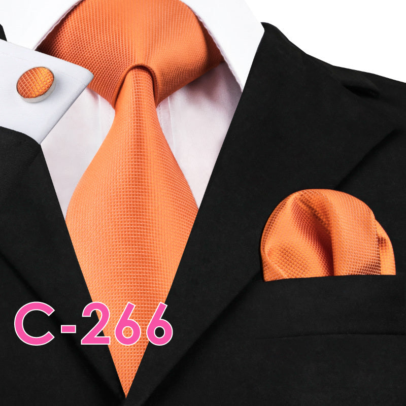 Men’s Solid Color Ribbed Collar Tie – Jacquard Woven Silk Floral Necktie with Wool Lining