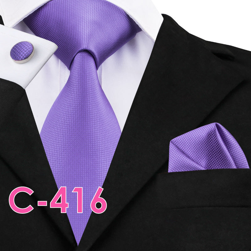 Men’s Solid Color Ribbed Collar Tie – Jacquard Woven Silk Floral Necktie with Wool Lining