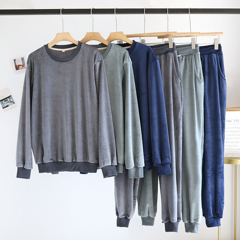 Couple Pajamas Loungewear Set – Cozy Island Velvet Pullover Sleepwear