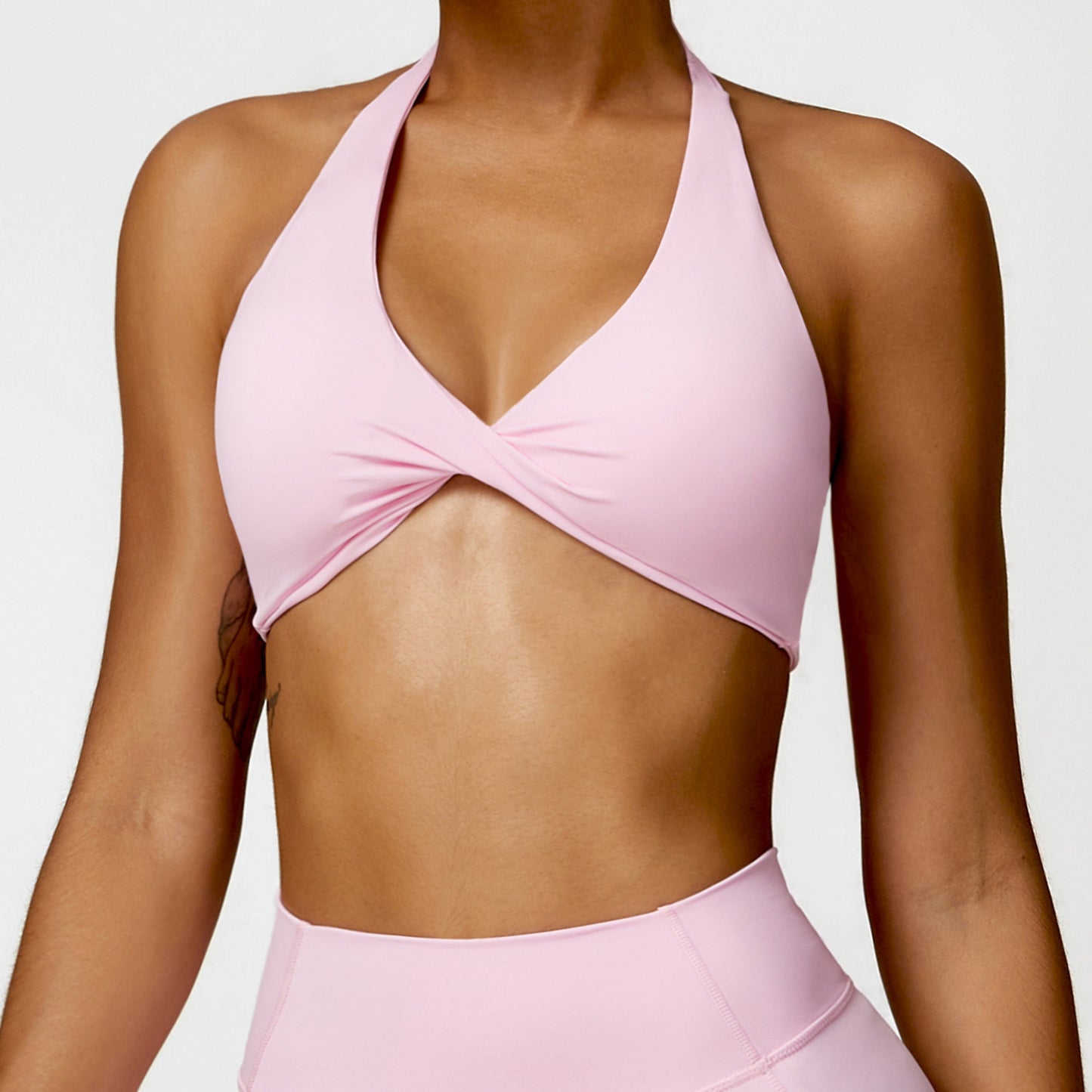 Breathable Halter Beauty Back Yoga Bra – Women’s Deep V Padded Sports Top