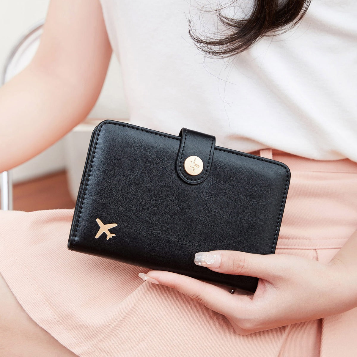 Women’s Multifunctional Passport Holder – PU Leather Travel Document Bag with Anti-Theft Protection