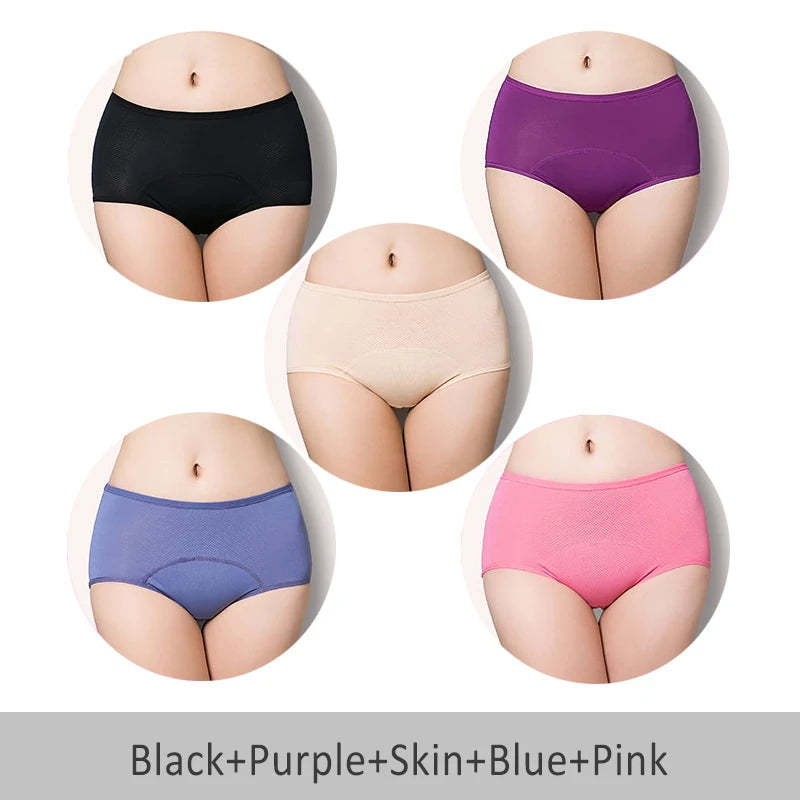 5PCS Women’s Menstrual Underwear – Leak-Proof Absorbent Period Panties, Nylon Comfort Mid-Rise