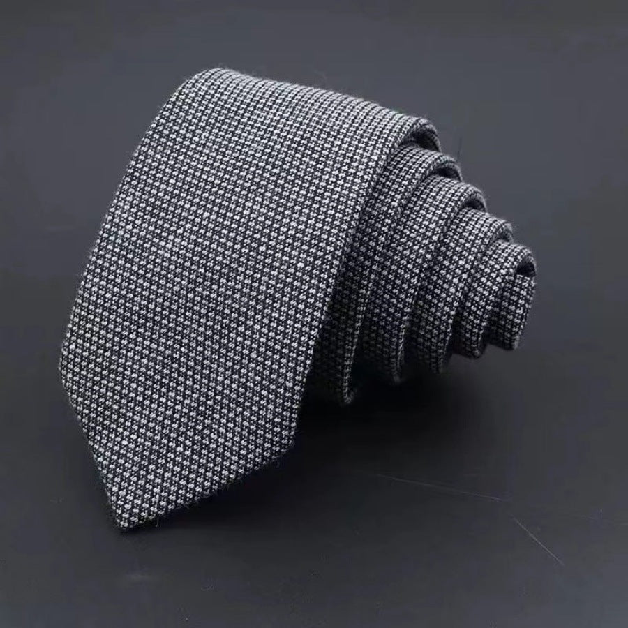 Men’s Business Fashion Tie – Thickened Sanded Fabric Striped & Solid Color Necktie