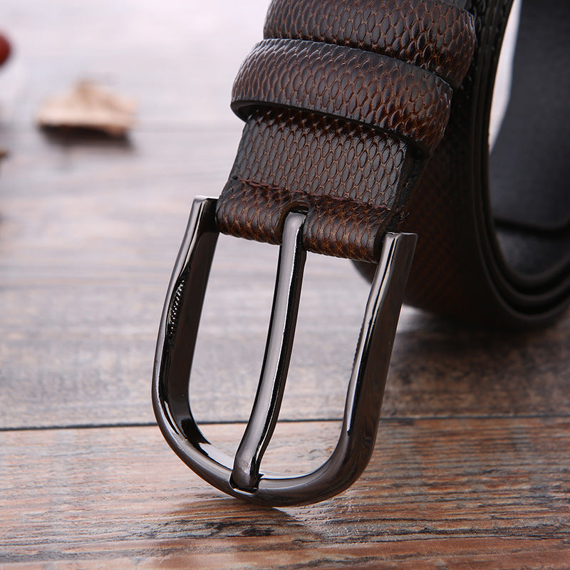 Men’s Business Belt with Alloy Pin Buckle – European & American Fashion Style