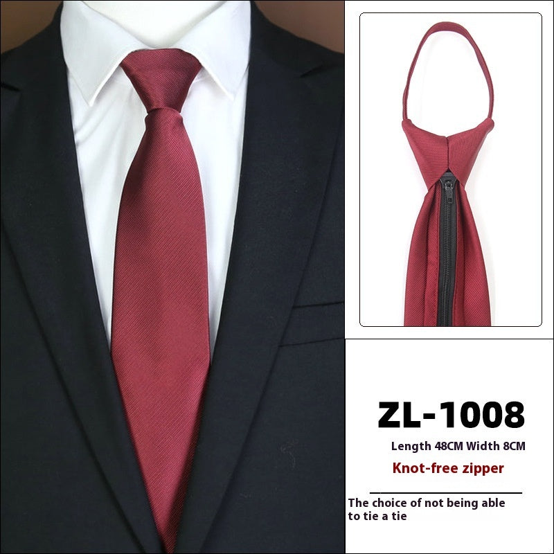 Men’s Formal Business Zipper Tie – Striped Jacquard Knot-Free Necktie