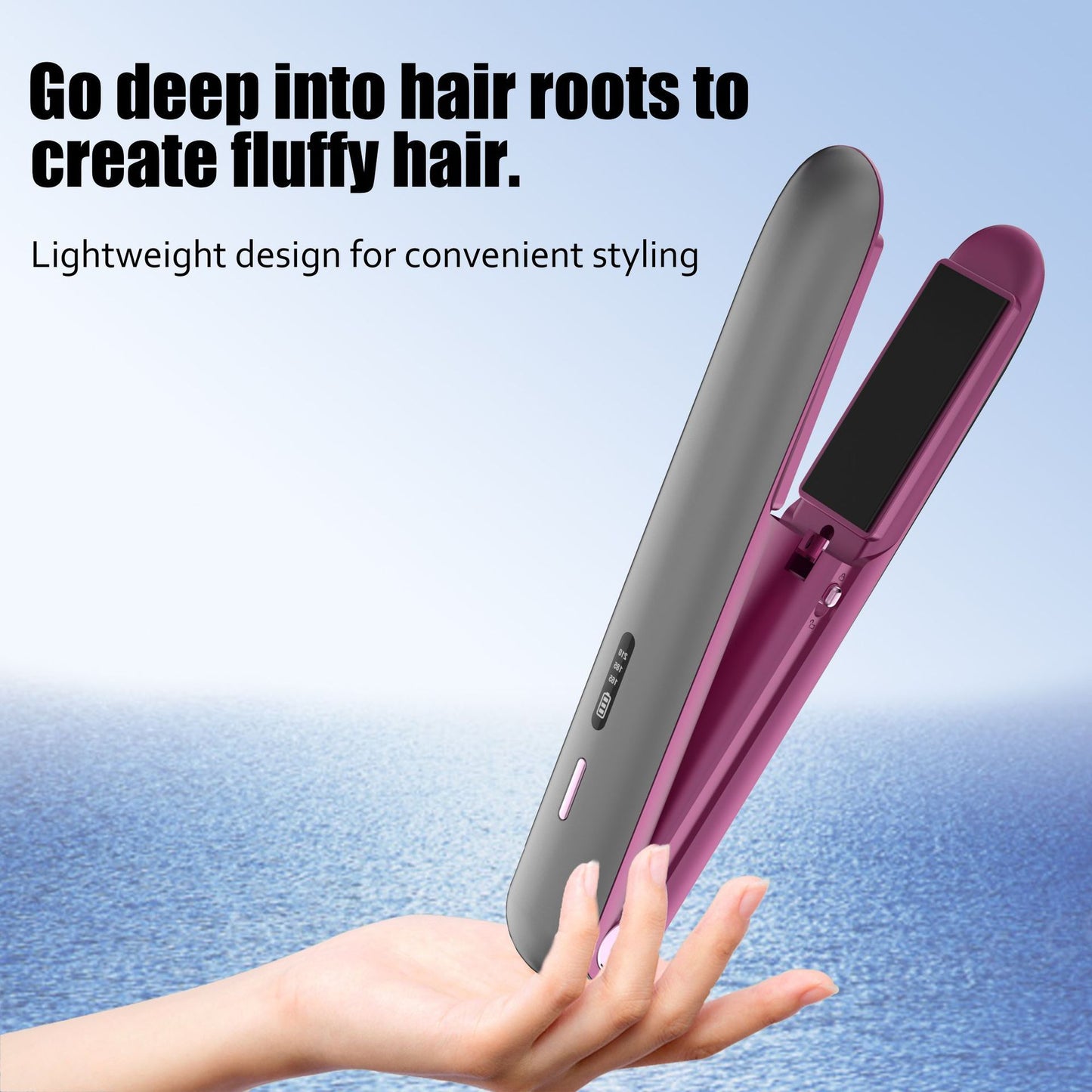 Wireless Charging Hair Straightener – Mini Ceramic 2-in-1 Curling & Straightening Tool