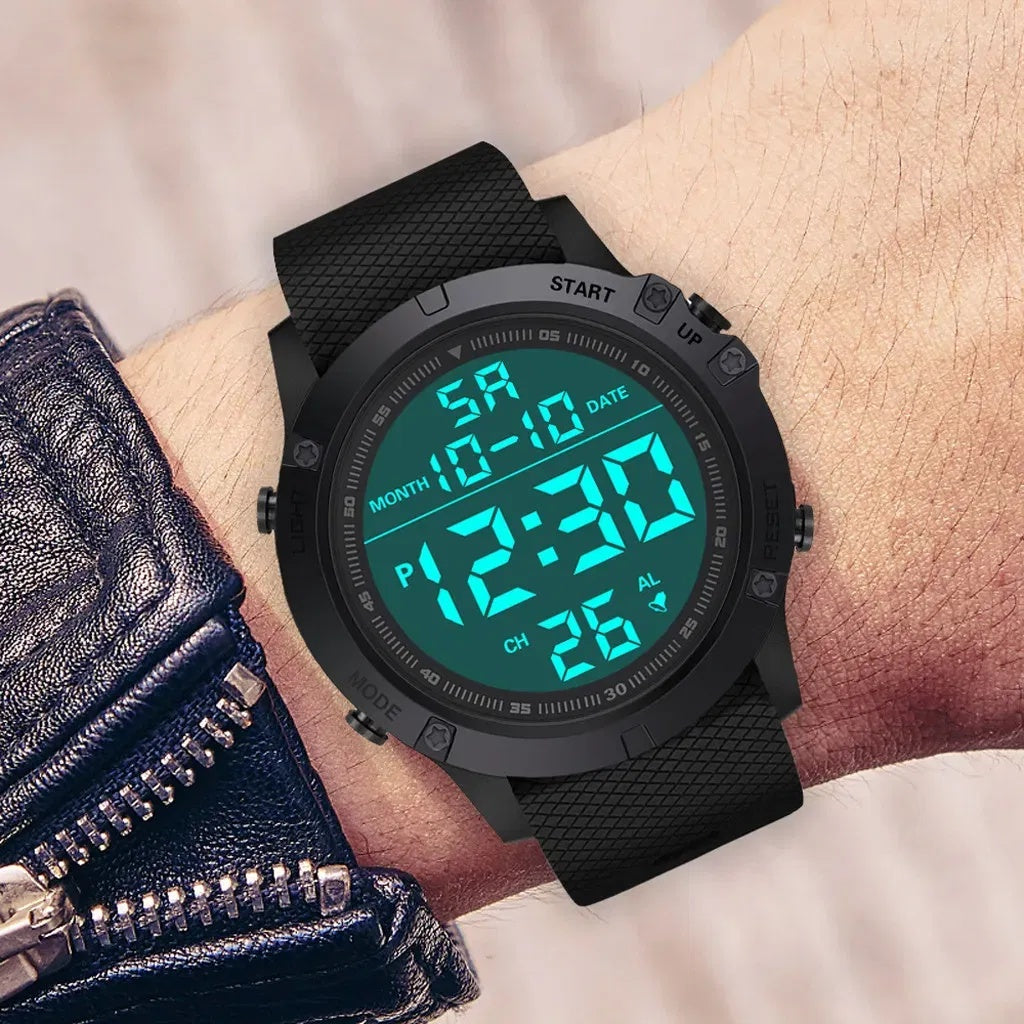 Waterproof Digital Sports Watch – Military Tactical LED Backlight Wristwatch for Men