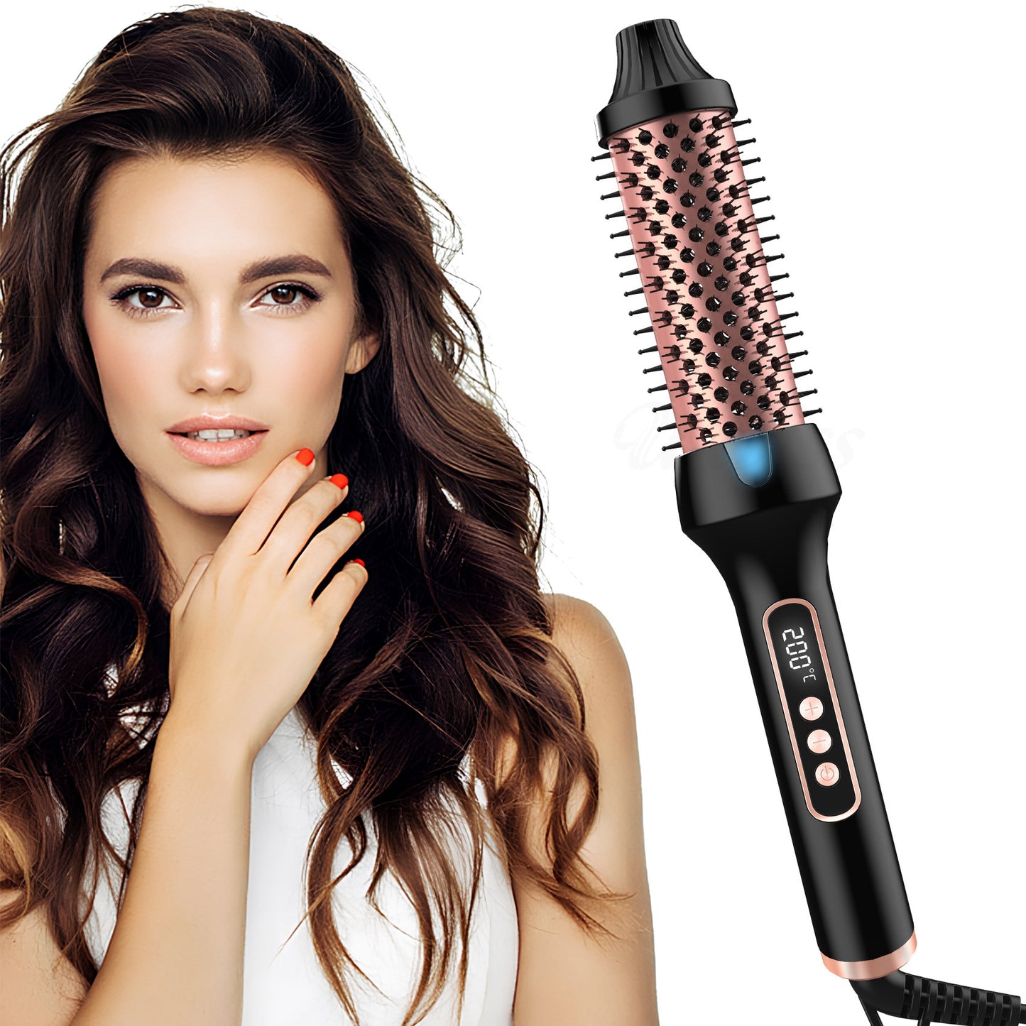Roller Comb Anion Hair Straightener & Curler with Dual PTC Heater, 9-Temperature Control