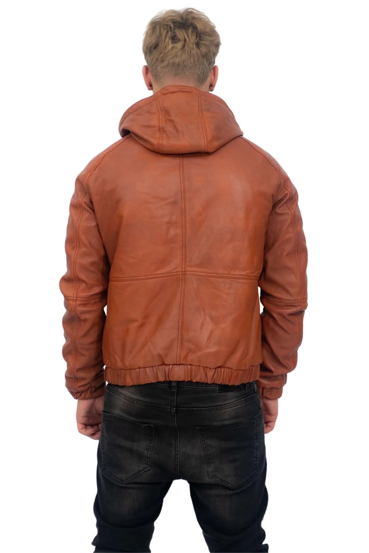 Men’s Casual Leather Hooded Bomber Jacket Odesa | Nappa Lamb Leather
