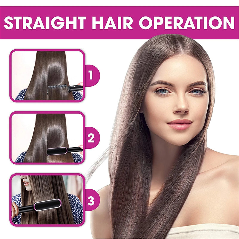 2-In-1 Hair Straightener Hot Comb – Negative Ion Curling Tong & Dual-Purpose Electric Hair Brush