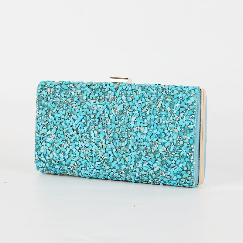 Women's Diamond Clutch Bag – Elegant Banquet Evening PU Leather Handbag