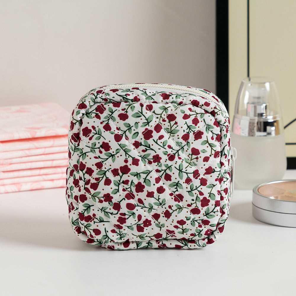 Cute Change Women’s Key Storage Bag – Small Floral Polyester Wallet for Keys & Coins