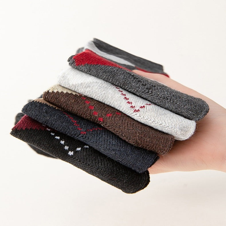 Wool Lined Socks – Check Pattern Warm Anti-Bacterial Deodorant Winter Socks (5 Pairs)