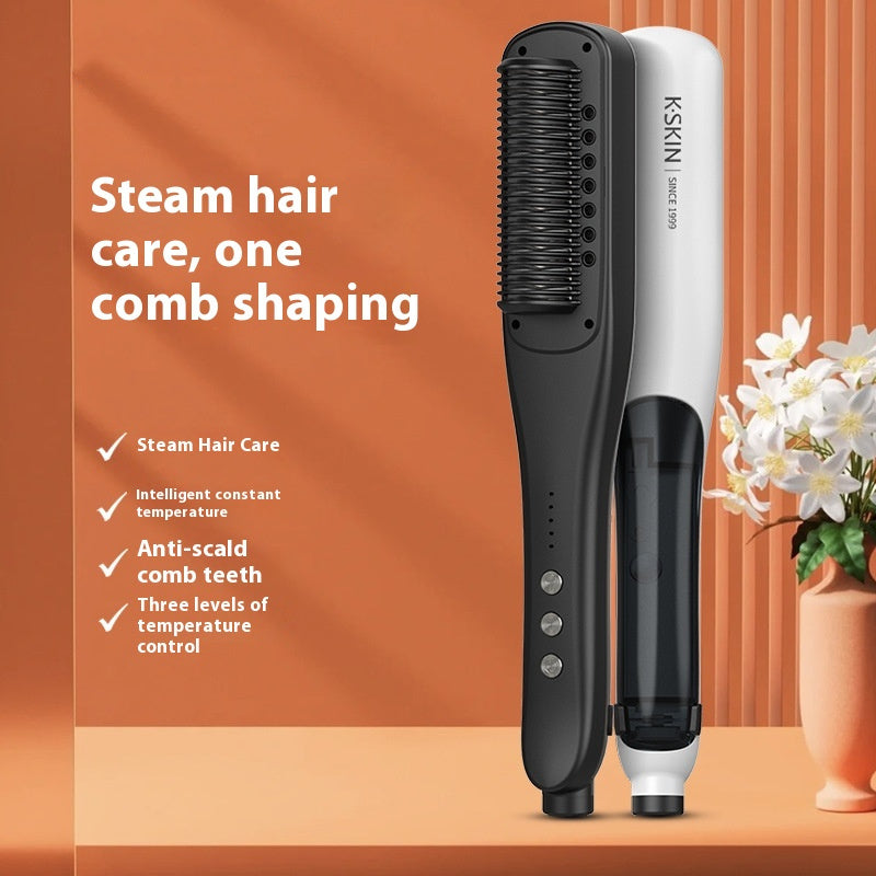 Golden Rice Steam Hair Straightener Comb – Hydrating Anti-Frizz Moisturizing Styler