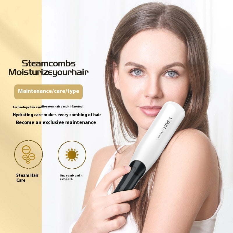 Golden Rice Steam Hair Straightener Comb – Hydrating Anti-Frizz Moisturizing Styler
