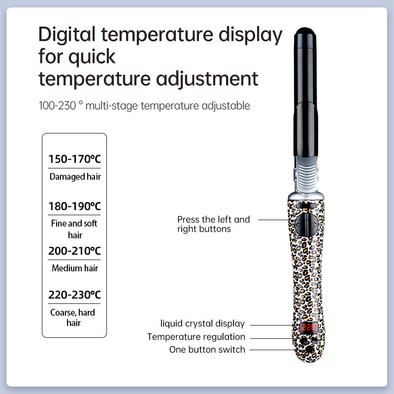 Fully Automatic Leopard Print Hair Curler – Dual Voltage Electric Curling Iron