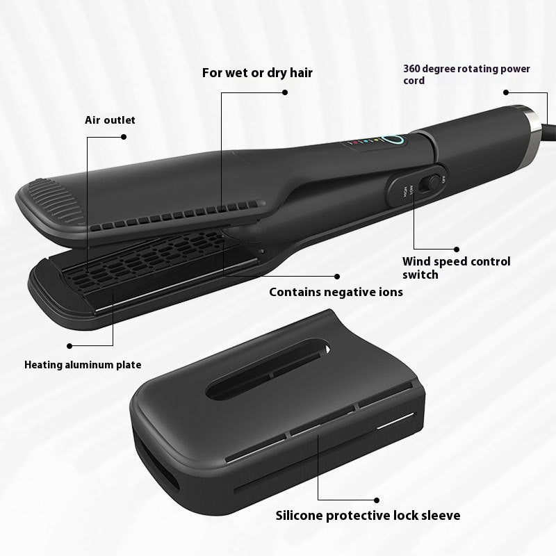 2-in-1 Hot Air Hair Straightener Wet & Dry Widened Panel with Negative Ion Care