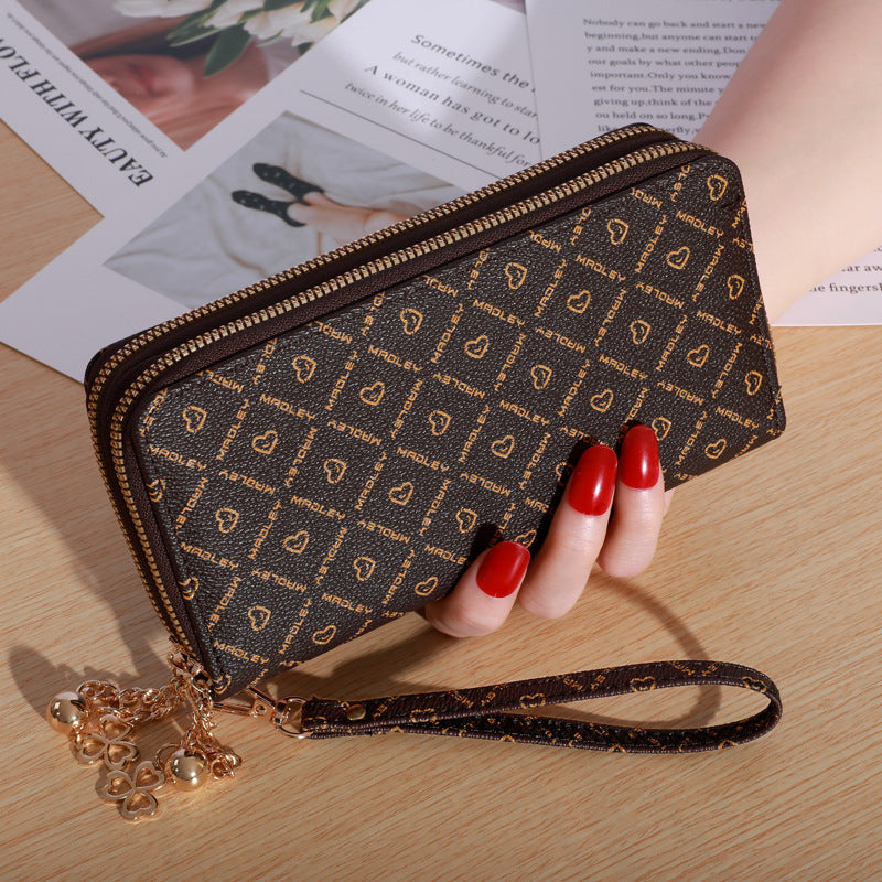 Women’s Double Zip Large Capacity Wallet – PU Leather Casual Handheld Purse