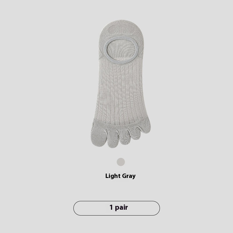 Five-Finger Men’s Summer Invisible Socks – Cotton Modal Antibacterial Non-Slip Breathable