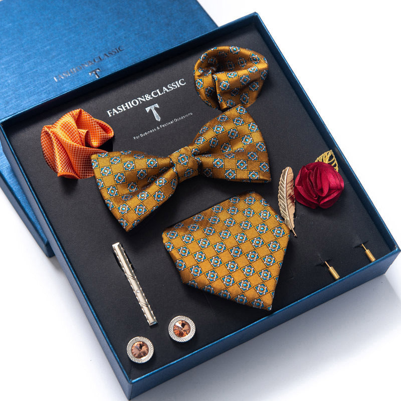 Men’s 8-Piece Bow Tie Set – Formal Jacquard Neckwear for Business, Party & Wedding