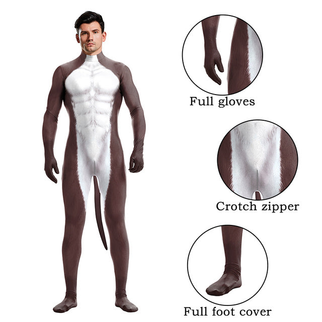 Halloween Husky Zentai Bodysuit with Tail – Animal Cosplay Costume