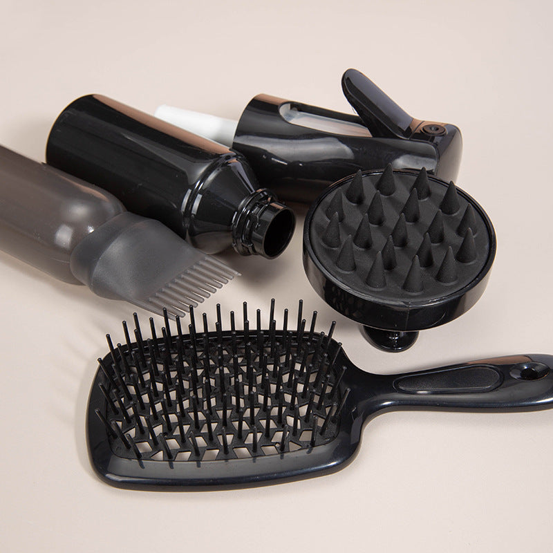 High Pressure Spray Bottle with Silicone Shampoo Brush & Hollow Hair Dyeing Comb Set