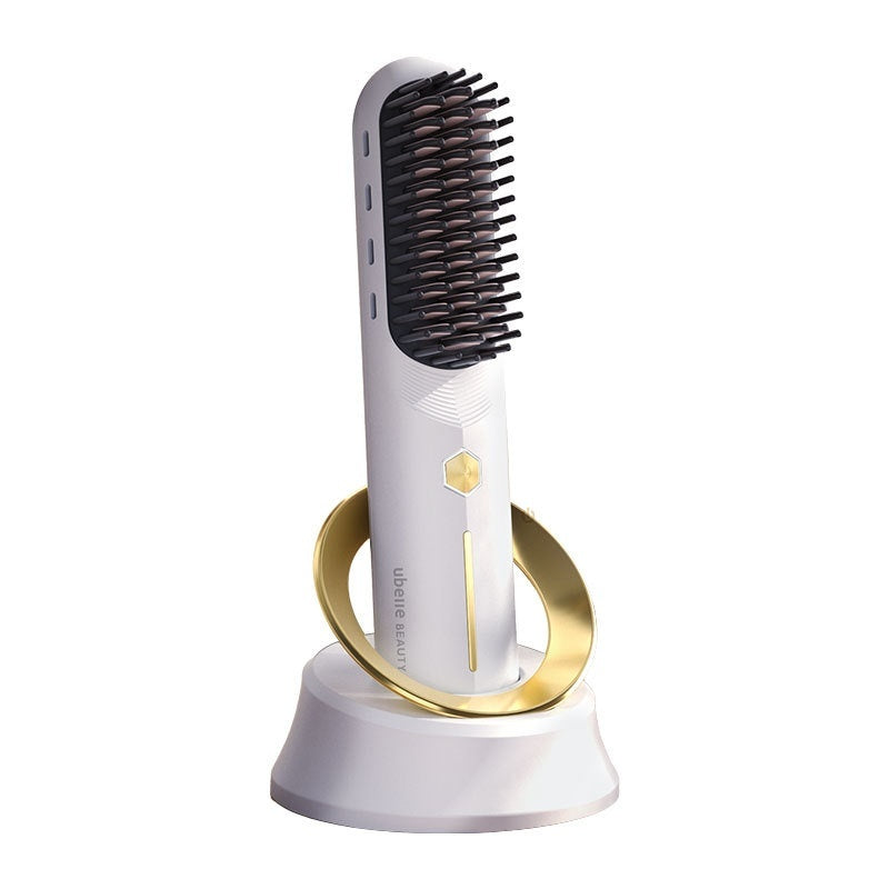 Negative Ion Wireless Hair Straightener – Portable Anti-Scald Straightening Clip with 5D Vent Comb