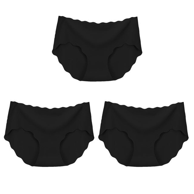 3Pcs Women’s High-Waist Seamless Silk Panties – Soft Breathable Lingerie Set