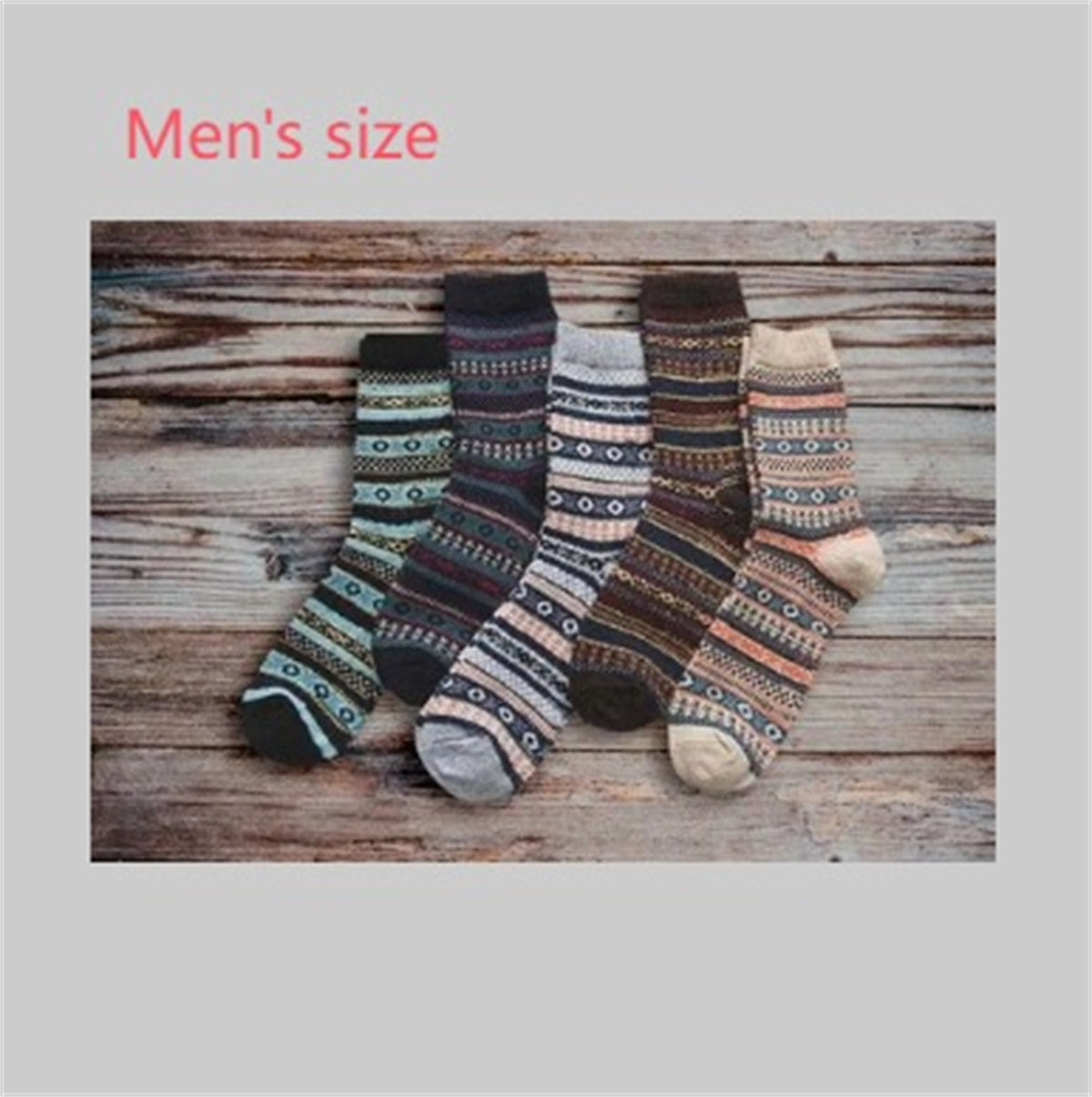 Winter Warm Stripe Wool Socks – 5 Pairs Thick Casual Business Socks for Men