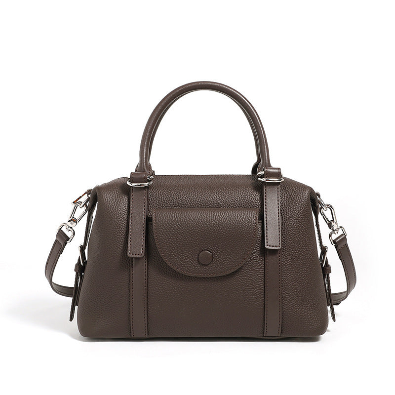 New Genuine Leather Ladies’ Handbag – Versatile Fashion Shoulder Bag with Lock Design