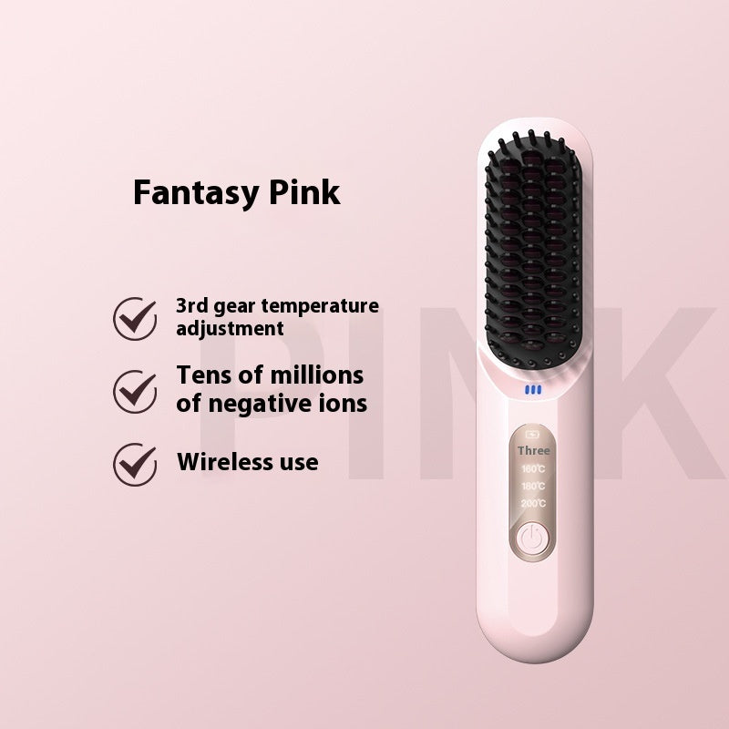 Wireless Hair Straightener Comb with Adjustable Anion Technology – Portable Rechargeable Styling Tool