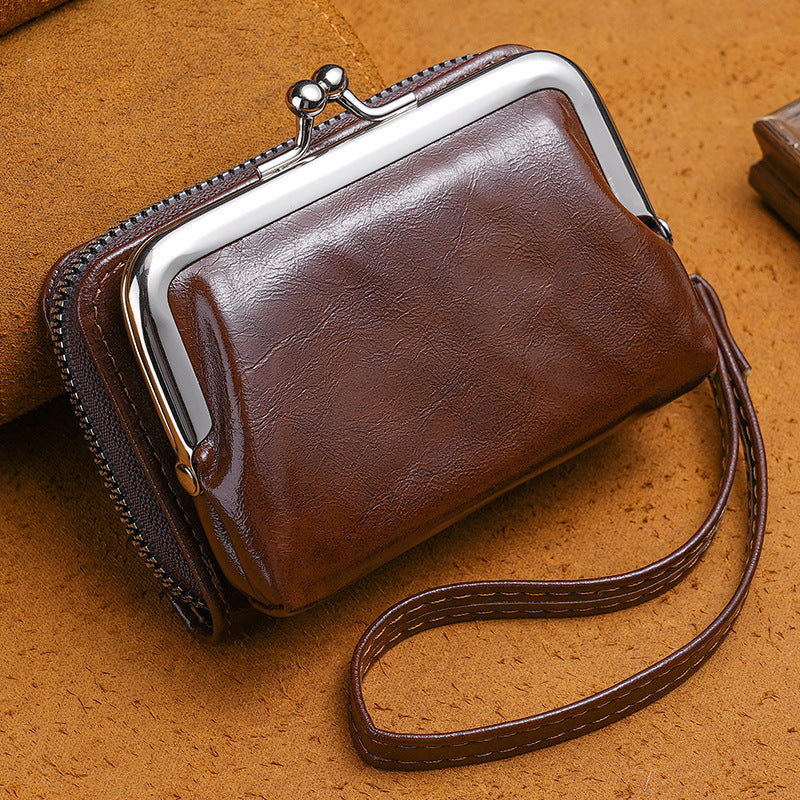 Ladies’ Buckle Coin Purse – 4-Inch Retro Clip Small Wallet