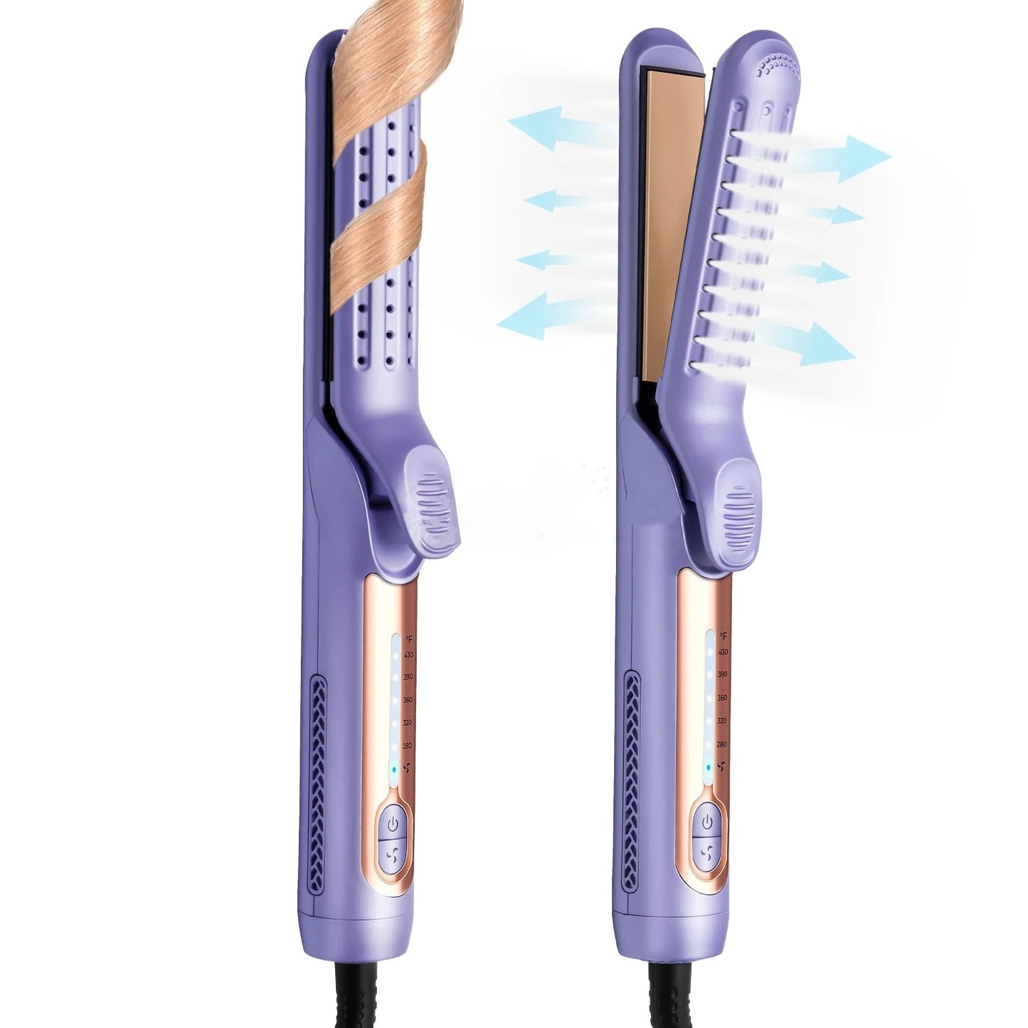 Home Hair Curling & Straightening Device – Dual-Use Electric Hair Straightener with Cold Air Function