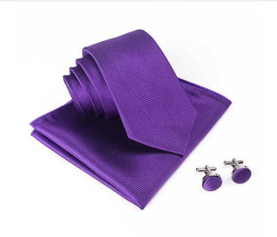 Men’s Solid Color Ribbed Collar Tie – Jacquard Woven Silk Floral Necktie with Wool Lining