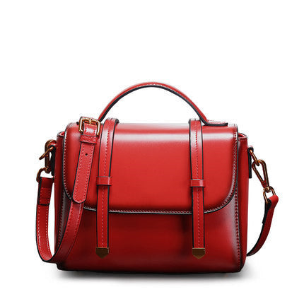 Women’s Genuine Leather Handbag – Retro Cowhide Shoulder Bag Small Square Crossbody
