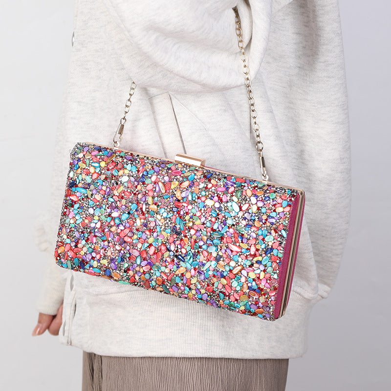 Women's Diamond Clutch Bag – Elegant Banquet Evening PU Leather Handbag