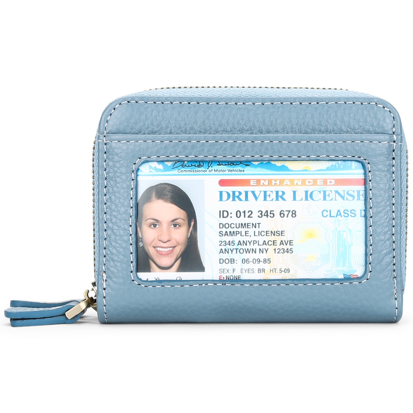 First Cowhide Double Layer Zipper Expanding Card Holder – Genuine Leather Anti-Theft Wallet with Gift Box
