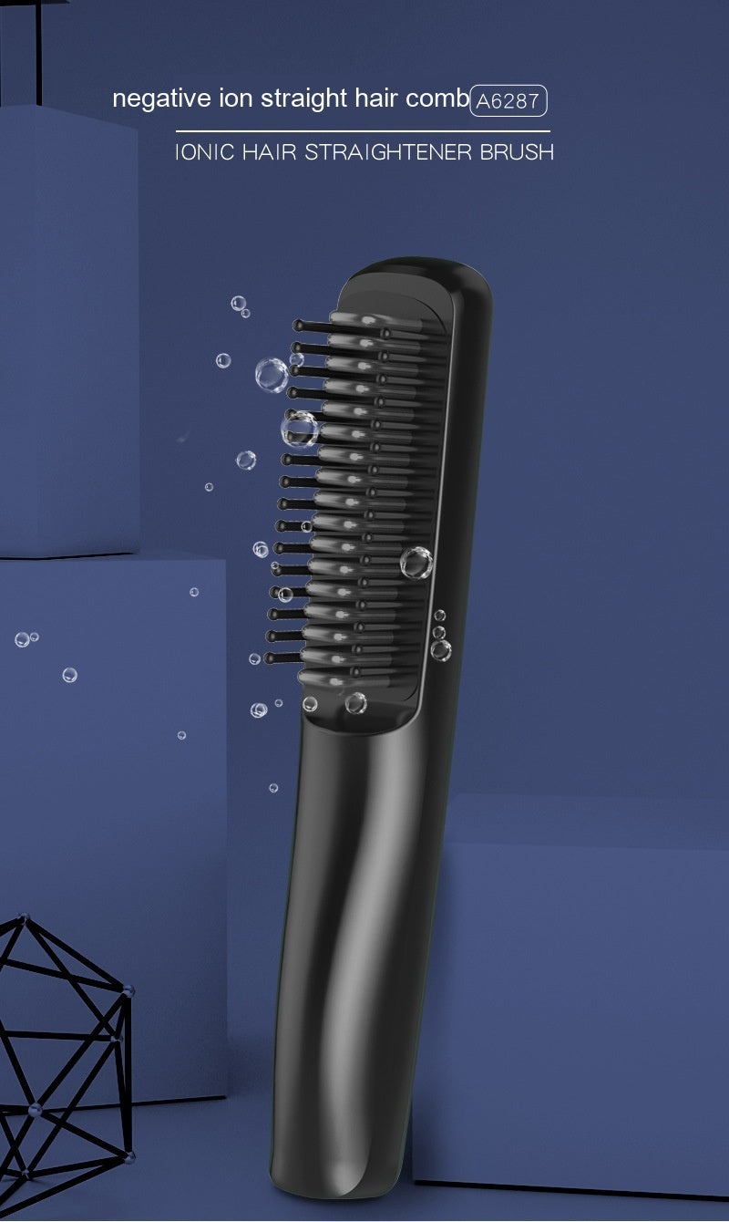 Wireless Charging Anion Straight Comb – USB Rechargeable Hair Straightener & Curler Brush