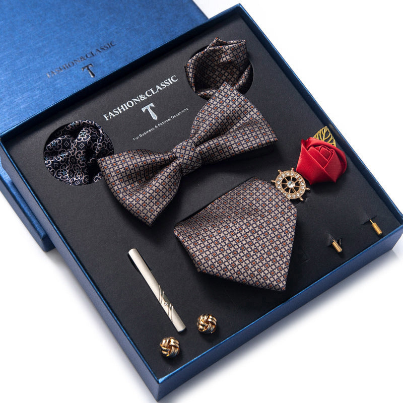 Men’s 8-Piece Bow Tie Set – Formal Jacquard Neckwear for Business, Party & Wedding